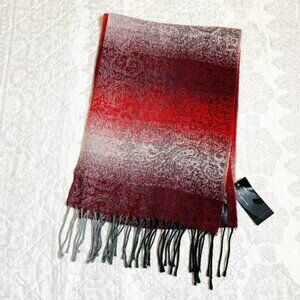 NWT Cejon Ombre Paisley Red Fringe Scarf Acrylic